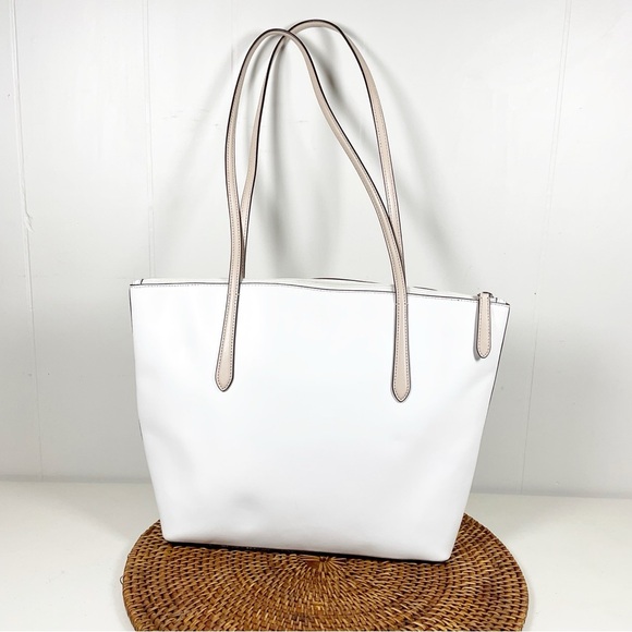 Kate Spade White Tote Bag Purse White With Tan Large - Picture 4 of 5